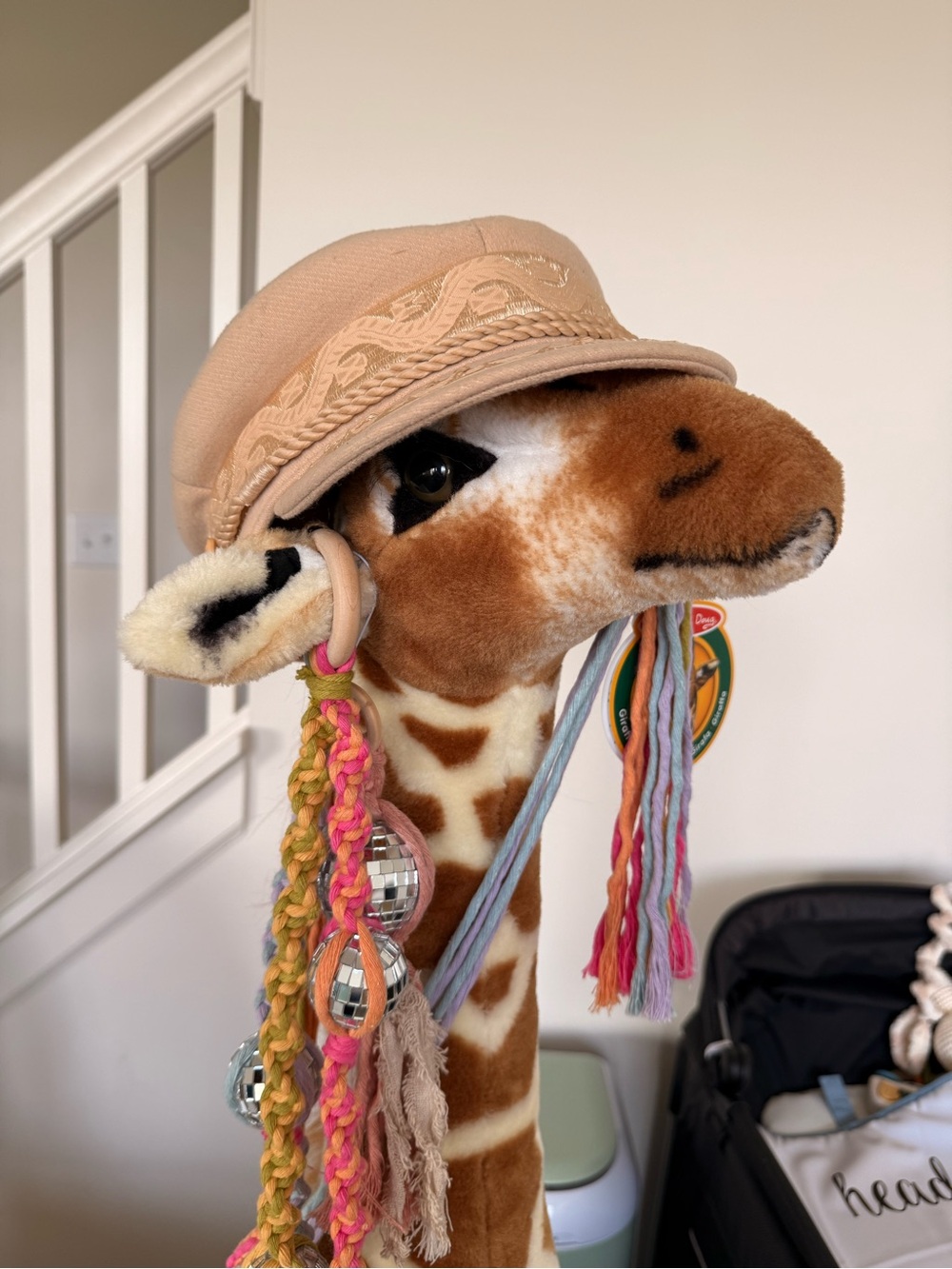Lack Of Color Beige Cap with Multicolor Braided Tassel Accents